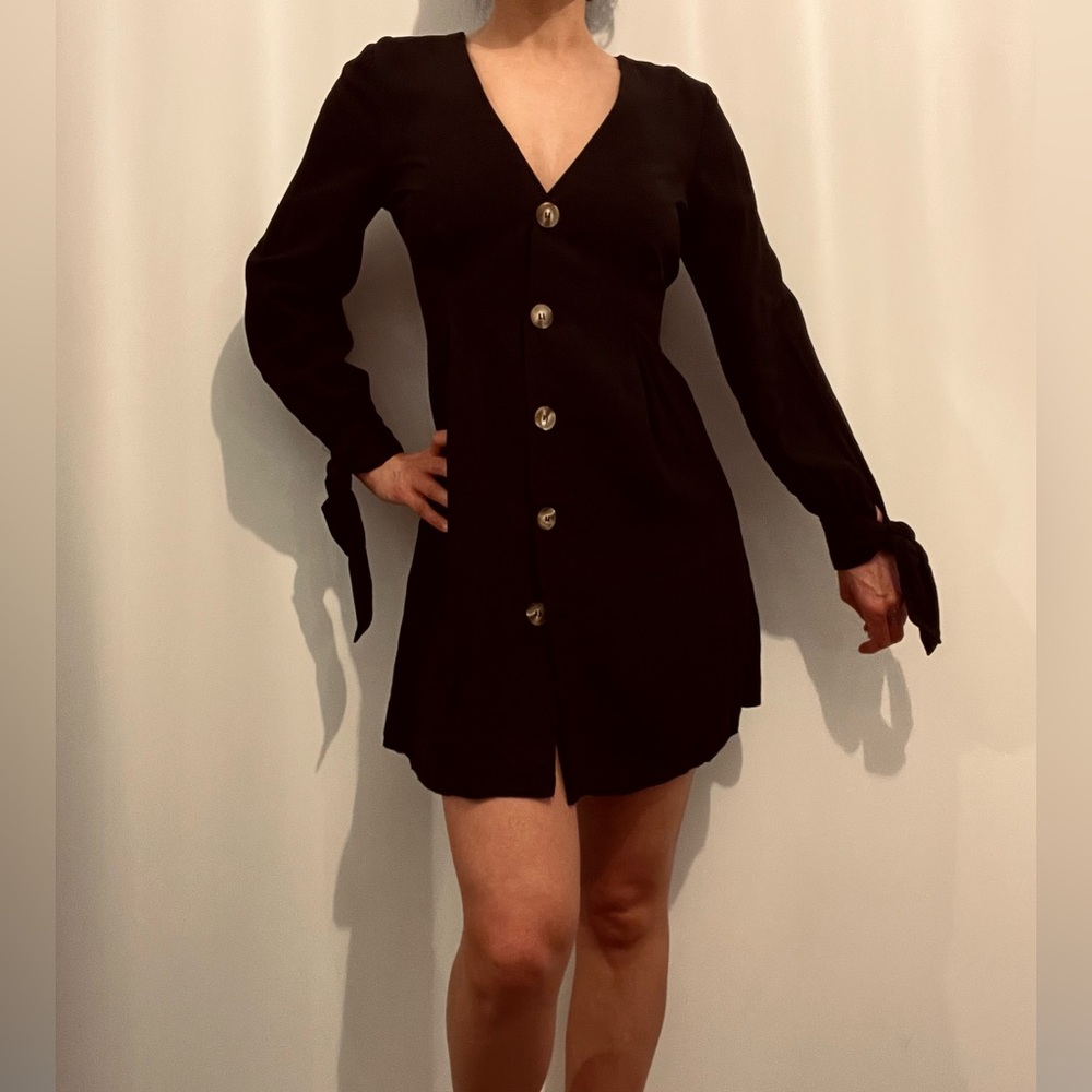 ASOS Black Long Sleeve Button Dress